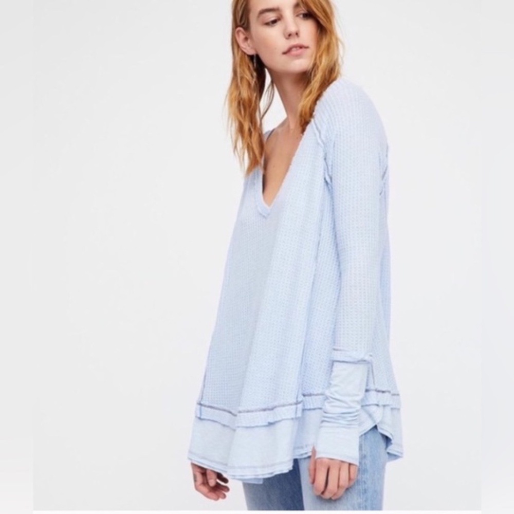 Free People | We the Free Laguna Thermal Knit Top (Light Blue)